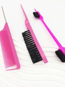 3pcs/Set Hair Styling Tools Kit, Including Curling Brush, Eyebrow Brush, Comb - Multicolor - View 5