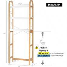 3-Tier Bamboo Over The Toilet Storage Shelf Bathroom Organizer Space-Saving Rack For Bathroom Home - 白色 - 查看 3