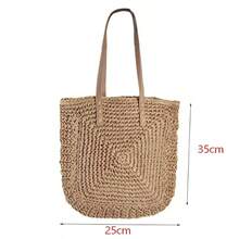 Large Capacity Straw Tote Bag / Handwoven Women's Handbag / Versatile Casual Beach Bag - White - View 8