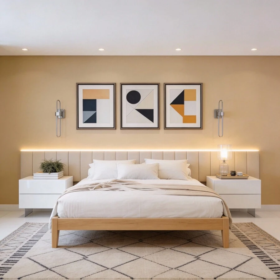 Upholstered Box Bed Headboard 20x45 - Various Sizes - 米色 - 查看 1
