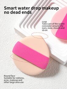 4pcs/8pcs/12pcs Large Double-Sided Water Droplet Makeup Sponge Puff, Suitable For Liquid Foundation, Expands When Wet, Dry & Wet Dual Use - Multicolor - View 5