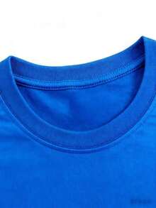 (220 Cotton T-Shirt Double-Sided Printing) Black 1pc Flame & Star Graphic T-Shirt, Y2K, Streetwear, Digital Print T - Shirt Casual Comfort Cotton Tee For Spring & Summer Fall Men's Clothing, Gift, Unisex Print Y2K Crew Neck T Shirt For Women, Holiday, Vacation, Spring, Festivalsummer Clothes,Men Graphic Tees,Vintage T Shirts - Blue - View 2