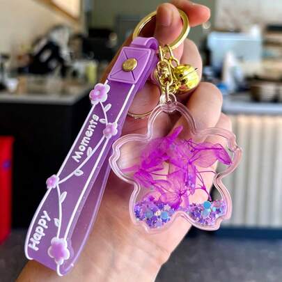 1个亚克力永生花钥匙扣，时尚亚克力钥匙扣，派对礼品，节日礼物，情侣钥匙扣，适用于衣服、包包和车钥匙