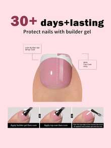 288 chiếc/hộp (12 màu hỗn hợp) Móng giả kiểu Pháp, hình vuông, thoải mái và dễ đeo, phù hợp cho phụ nữ sử dụng hàng ngày và làm móng nghệ thuật tại salon. - Nhiều màu - Xem 3