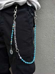 Men's And Women's Universal Punk-Style Belt With Chain, Multi-Layered Beaded Pearl Wallet Chain, Denim Accessory Jewelry - Multicolor - View 8
