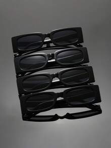4pcs/1pc Men's Square Minimalist Fashion Glasses - Multicolor - View 6