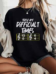100% Algodón Unisex, Camiseta Divertida con Estampado 'These Are Times' para Profesores de Música, Camisetas Gráficas - Camiseta de Manga Corta Estampada - Negro - Ver 1