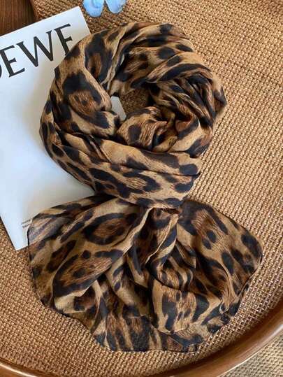 1pc Women's Fashion Scarf, American Retro Leopard & Zebra Print Rectangular Satin Scarf, Lightweight Luxurious Material Shawl, Suitable For Dresses, Outdoor, Travel, Daily Wear, Great For Graduation, Mother's Day, Birthday Gift