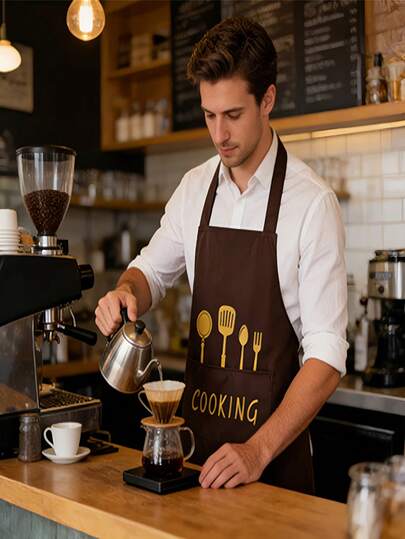 Tạp dề nhà bếp chống dầu và nước với túi lớn phía trước, bền chắc, chống bám bẩn, phù hợp cho đầu bếp gia đình, người đam mê làm bánh, barista chuyên nghiệp, kiểu dáng tối giản cho việc làm bánh, nướng thịt, làm vườn, cửa hàng hoa, xưởng thủ công, có thể đựng điện thoại, dụng cụ nhà bếp, v.v. Phụ kiện nhà bếp màu cà phê, vật dụng thiết yếu trong gia đình.