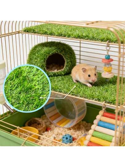 CTSZOOM 2/5 piezas Alfombrilla de césped artificial reutilizable y lavable para mascotas, alfombrilla de cama suave para hámster, conejillo de indias, ratón, chinchilla, decoración y cama para hábitat de mascotas pequeñas; Alfombrilla de césped artificial lavable y reutilizable para mascotas pequeñas, almohadilla decorativa para jaula de hámster, alfombrilla de cama para hábitat de conejillo de indias, cama de descanso suave para ratón, chinchilla