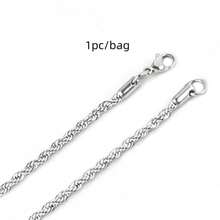 1 pezzo Catena in acciaio inossidabile intrecciata, accessorio per collana in acciaio al titanio semplice stile hip-hop europeo e americano, gioiello di moda ipoallergenico e resistente ai colori, catena per creazione di gioielli fai-da-te - Catena intrecciata - Visualizzare 6