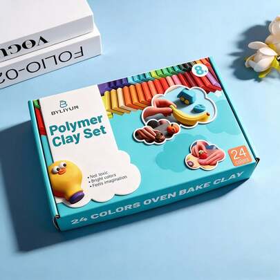 24/50 Color Air-Drying Clay - Air-Drying Clay, Shaping Clay, Polymer Clay (Random Colors, Including Tools), Ultra-Fast-Drying Magical Shaping Clay, Including Sculpting Tools. It Is An Ideal Gift, Suitable For Giving At Christmas, And Helps Develop Hand-Eye Coordination Skills.