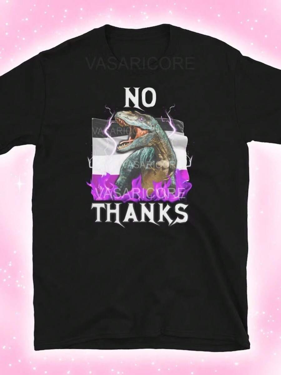 NO THANKS Asexual Ace Flag Pride EPIC Dinosaur Flame Aroace Aspec Nonbinary Queer Merch Gift Ideas Ace Keyring Earrings - 黑色 - 查看 1