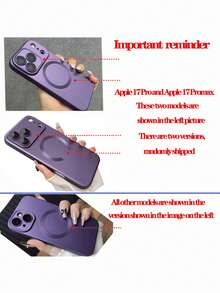 1个紫色Hadaasi时尚磁吸磨砂软手机壳，兼容 17 Pro Max、17 Pro、17 Air、17、17e、16、16e、15、14 Plus、13、12、11 Pro Max，玻璃镜片，支持无线充电 - 紫色 - 查看 5