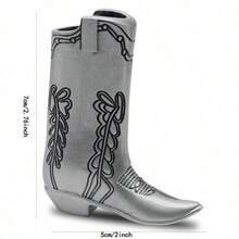 Fashionable Silver Denim Boot Shaped Lighter Box - Perfect For Mini Bic J5, Party And Daily Use - 1PCS - View 5