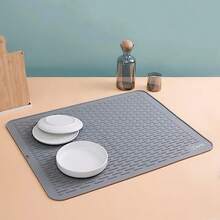 Alfombrilla de silicona extragrande de 30 x 24 pulgadas para secar platos alfombrilla de secado de silicona fácil de limpiar para encimera de cocina alfombrilla de drenaje antideslizante para platos alfombrilla de silicona resistente al calor gris SAPID - Gris - Ver 1