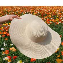 1顶夏季草帽，尼龙防晒帽，防雨农夫遮阳帽，大帽檐草帽，劳动防护用品 - A - 查看 10