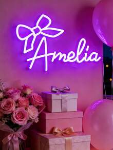 Letrero de neón LED de una sola línea personalizable con nombre, diseño montable en la pared, múltiples opciones de color, alimentado por USB, regulable, para dormitorio, tienda, imagen, logotipo, mensaje especial, luz de neón personalizada - Multicolor - Ver 6