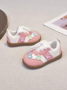 Infant Shoes Classic Retro Girls 3D Flower Soft Bottom Casual Toddler Shoes - Pink - View 3