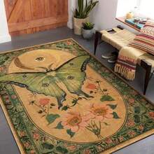 GEL HUT MUN 花卉图案豪华客厅地毯，卧室地毯，法兰绒家居装饰地毯，适用于民宿酒店，防滑可水洗地毯，美观家居装饰，房间装饰，万圣节圣诞节装饰，节日装饰 - 10 - 查看 4