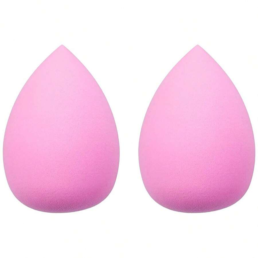 Beginner-Friendly 2Pcs Pink Teardrop Makeup Sponges, Soft Wet/Dry , Easy To Use Latex-Free Makeup Puffs For Flawless Base Makeup Application - Hồng - Xem 1