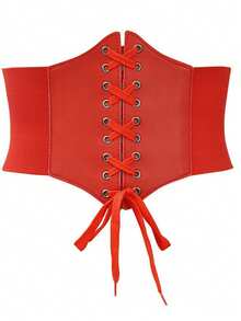 1pc Women's Red Fashionable Versatile Elastic Waist Belt, Suitable For Daily Commute, Dinner, Party And Other Occasions - Red - View 12