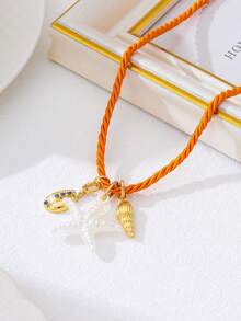 1件手工海星贝壳吊坠项链，海滩度假风饰品，饰有海洋生物吊坠和仿珍珠，适合春夏佩戴 - 項鍊 - 查看 8