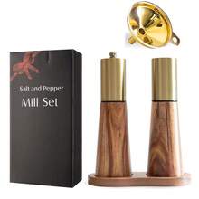 一套木制胡椒研磨器和盐研磨器，可调节陶瓷研磨器，桌面配件，新鲜调味，完美礼物 - 彩色 - 查看 11