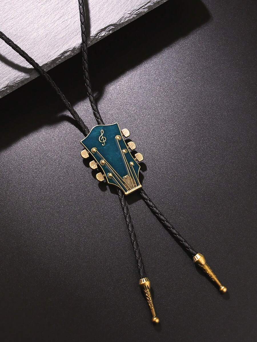 1 chiếc cà vạt bolo hình đầu đàn guitar phong cách retro, phụ kiện kiểu miền Tây nước Mỹ độc đáo. - Nhiều màu - Xem 1
