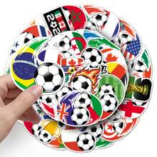 50张2026世界杯贴纸，足球贴纸，足球派对装饰，足球装饰涂鸦贴纸，自行车贴纸，运动贴纸，健身贴纸，可用于水瓶、吉他、行李箱、手机、手机壳、笔记本电脑、滑板等，是馈赠佳品。 - 彩色 - 查看 5