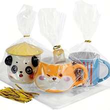 150个25 x 15厘米透明玻璃纸袋，可用作糖果袋、饼干袋、礼品袋、糖果饼干巧克力包装袋 - 彩色 - 查看 2