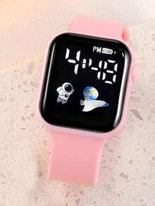 4 piezas Reloj digital LED con forma de corazón, reloj deportivo electrónico cuadrado minimalista unisex - Multicolor - Ver 10