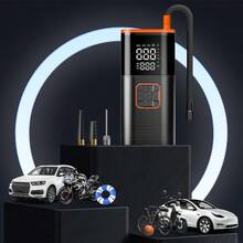 Portable Air Pump, Quick Inflation, With Built-In Car Jump Starter Function, Car Jump Starter Power Bank With LED Flashlight, Large Smart Display, And Comes With A Storage Bag. - Black - View 5