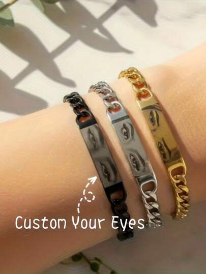 Pulsera personalizada con foto del ojo, pulsera de foto personalizada, joyería de acero inoxidable, joyería de foto grabada de manera única, pareja, madre, padre, pulsera de foto del ojo, joyería de verano, accesorio de playa para mujer