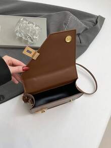 Bolso de mano minimalista y de textura de moda, nuevo bolso de hombro y cruzado personalizado y con estilo para mujer - Marrón - Ver 4