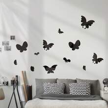 OUTANA Hình dán tường hình bướm bằng acrylic tự dính, có thể tháo rời, thích hợp làm quà tặng tốt nghiệp, trang trí phòng ngủ, phòng khách, đám cưới. Có các màu vàng, bạc và đen. - kiểu A - Xem 6