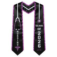 Nursing RN Graduation Stoles With Glitter Ribbon Trim, Graduation Sash Nurses School Gifts, 70 Inch - Lấp lánh màu tím - Xem 1