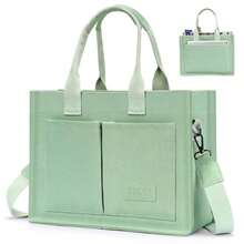 Large Capacity Canvas Tote Bag For Women,Women's Bags Crossbody Bags Work Laptop Tote Bag Large Handbags Purse, With Zipper Closure & Individual Compartments For Work College For Teacher & Nurse Crossbody Work Bible Messenger Purse Bag With Pockets - 豆綠 - 查看 1