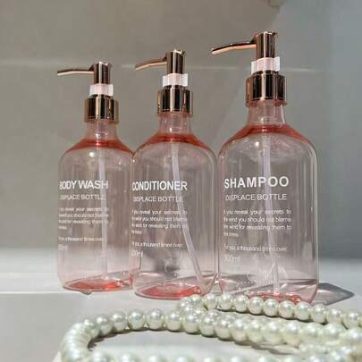 3 Stück 500ml rosa nachfüllbare Flaschen für Duschgel, Waschmittel, Conditioner, Shampoo, hochwertige Nachfüllbehälter, ideal als Geschenk, zum Geburtstag, zum Selbermachen