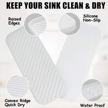 1/2/3 piezas Jabonera de silicona, bandeja de drenaje multiusos, adecuada para encimera de cocina, baño, fregadero - Antideslizante, fácil de limpiar - rectángulo - Ver 5