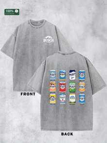 Busch Light All Flavors Cans Graphic T Shirts 100 Percent Cotton  Shirt Washed 230g Unisex - 灰色 - 查看 1