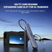 宏碁 HUB HY41-T8，8 合 1 多功能 Type-C 扩展坞，USB3.0 接口扩展，适用于台式电脑、手机、笔记本电脑，带 TF/SD 卡槽，USB-C 扩展坞 - 查看 7