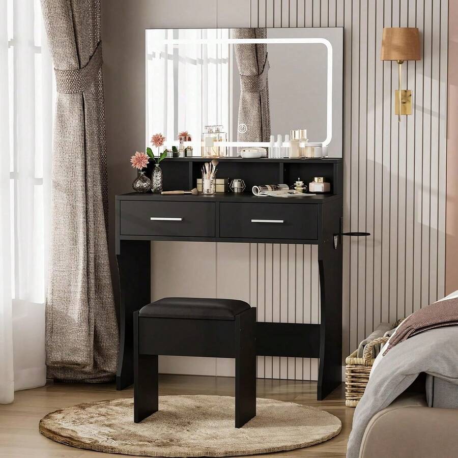 Vanities & Vanity Benches - Black - View 1
