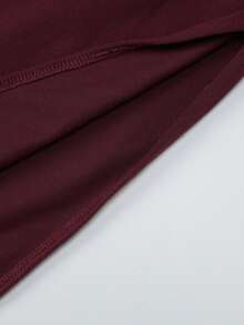 Vestido mujer invierno 2026, elegante, manga larga, corte ajustado, detalles calados, estilo sencillo - Burdeos - Ver 9