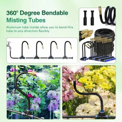 Brass Spray Nozzle, With Thread Spray, 360 ° Flexible Brass Nozzle, Adjustable Atomizing Spray, Including An 8mm Quick Connection Tee And Plug, Very Suitable For Outdoor Garden Watering