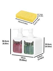 四合一厨房水槽收纳套装 - 双泵皂液器，适用于洗手液/洗洁精，带海绵架和刷架，实用厨房/浴室皂液器，厨房收纳整理，可重复灌装皂液瓶，厨房配件，浴室配件，家居收纳，现代家居装饰，返校季装饰 - 多色 - 查看 14