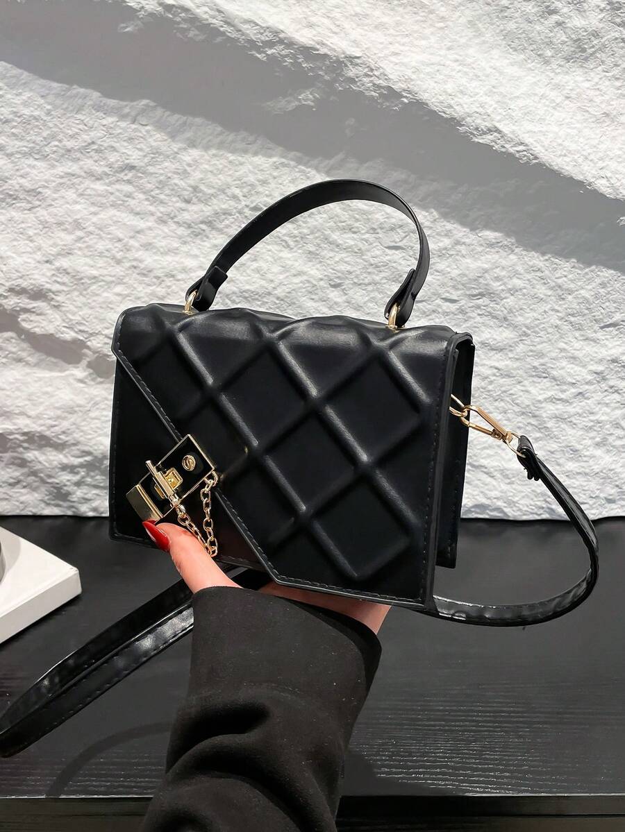 Bolso de mano minimalista y de textura de moda, nuevo bolso de hombro y cruzado personalizado y con estilo para mujer - Negro - Ver 1