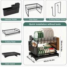 Kitchen Dish Drying Rack – Large Capacity With Drain Board - 黑色 - 查看 7