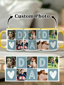 1pc 11oz Photo Mug For Dad, Father's Day Mug, Multiple Photos Can Be Customized, A Birthday Gift For Dad, Customized Family Mug, A Water Mug Exclusive To Dad, A Photo Memento Gift, Anniversary Gift. - Style 4 - View 14