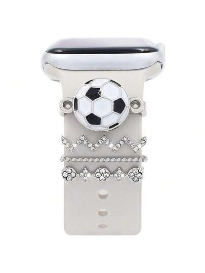 1pc Unisex Fashionable Cool Football Decorative Buckle, Compatible With Apple Watch Bands 38mm 40mm 41mm 42mm 45mm 49mm, Suitable For Soft, Comfortable, Breathable And Skin-Friendly Silicone Watch Bands With Series Ultra/SE/8/7/6/5/4/3/2/1 Accessories